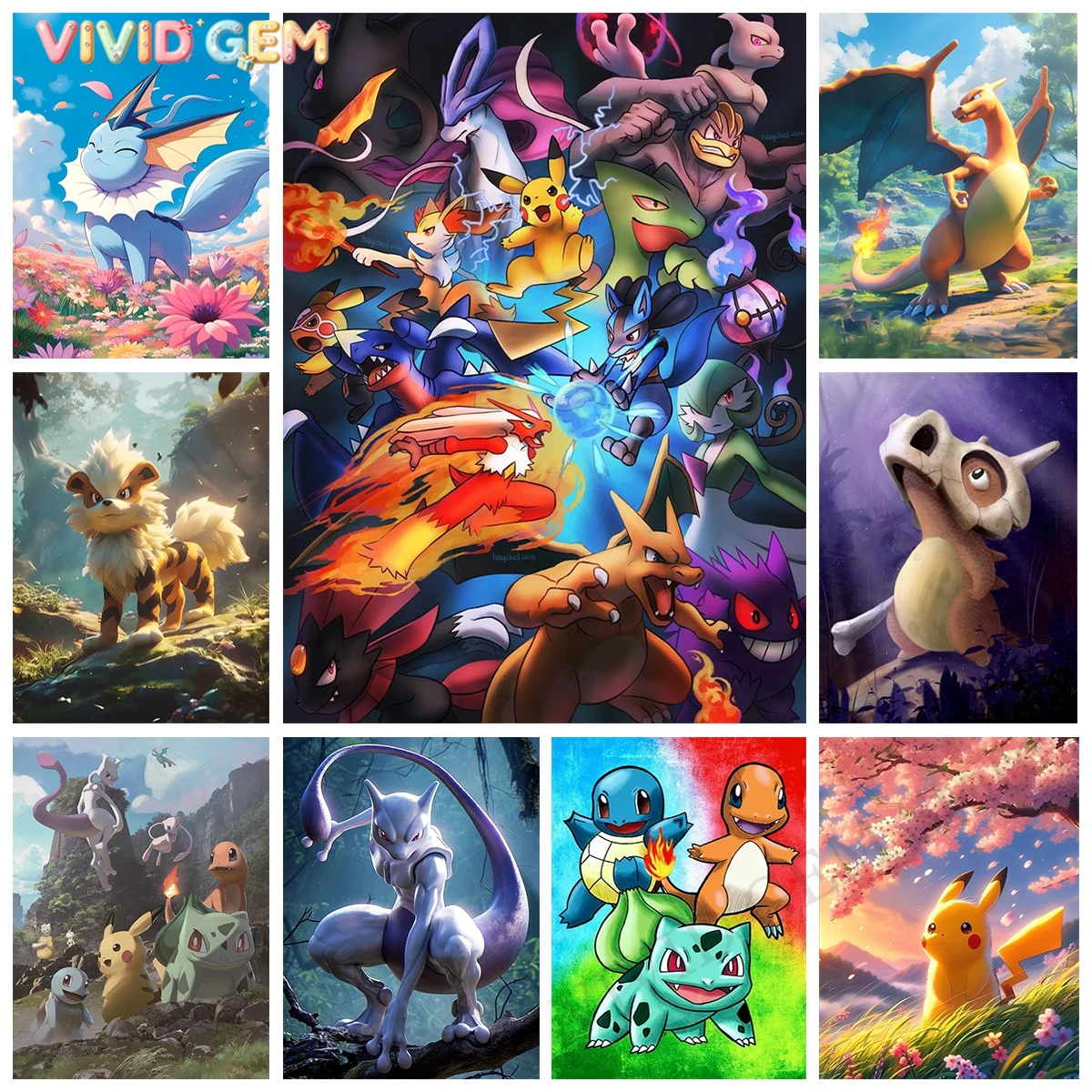 VIVID GEM Nowy Pokemon DIY Dia – Embroidery Garments recenzja i cena